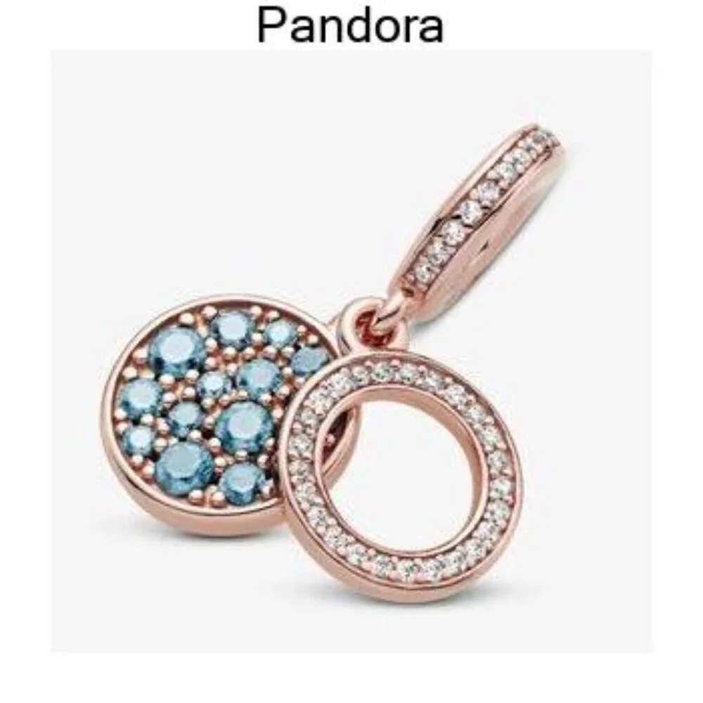 Pandora Sparkling Blue Disc Double Dangle Charm